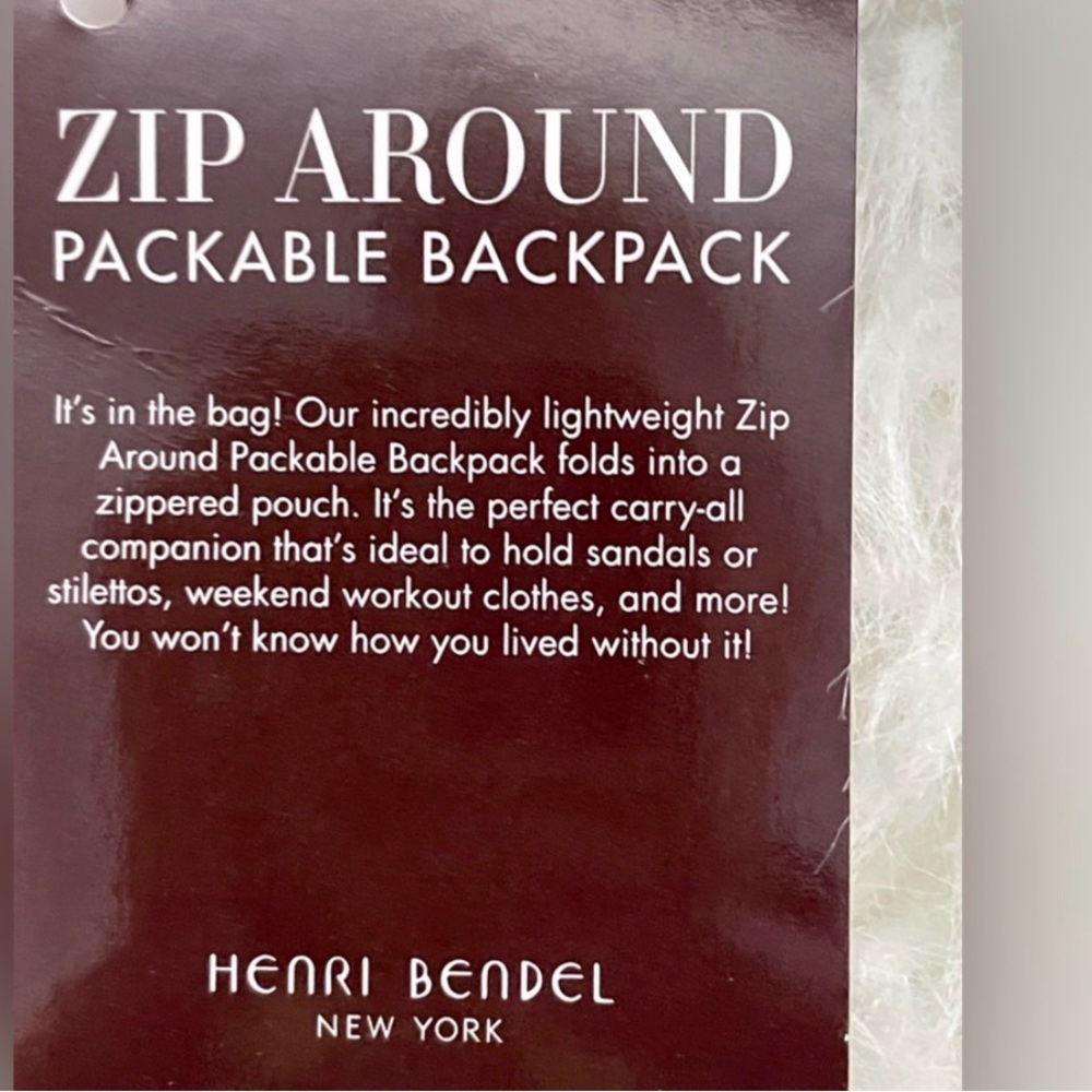 NWT Henri Bendel Brown Zip Around Packable Backpack - Picture 9 of 11